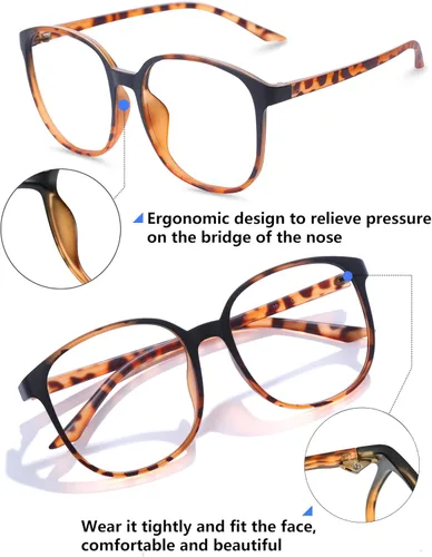 Vista 3 de Blue Light Blocking Glasses Oversized - Phones TV Eyeglasses for Women Men, Anti Eyestrain&Glare Computer Glasses