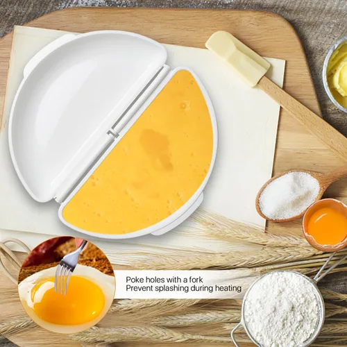 Vista 3 de Easy Egg Breakfast Set Akamino - Molde para microondas y cazador escalfador de huevos, sin BPA, fácil de usar y antiadherente, utensilios de cocina