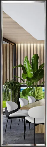 PETAFLOP Espejo de longitud completa de 14 x 48 pulgadas montado en la pared, espejo de puerta de cuerpo grande con marco rectangular para Negro