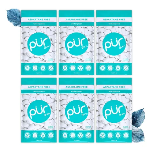 Vista 30 de PUR Gum Goma de mascar sin aspartamo 100% xilitol Goma de mascar natural con sabor a chicle, 55 piezas (paquete de 1)