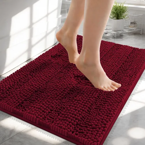 Vista 162 de OLANLY Alfombras de Baño Gruesas de 47 x 20 pulgadas, Extra Suaves Absorbentes de Chenilla a Rayas, Respaldo de Goma, Lavables y Secables a Máquina