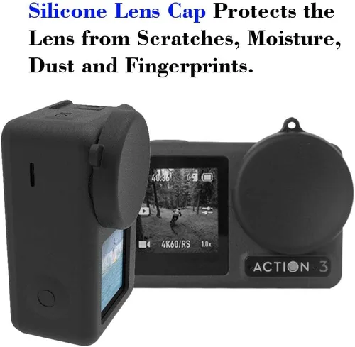 Vista 4 de ULBTER Protector de pantalla para cámara DJI OSMO Action 3 + cubierta de tapa de lente, 0.012 in de dureza 9H, protector de vidrio templado