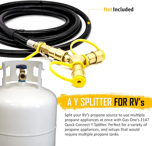Vista 6 de GasOne - Adaptador divisor en Y de propano de conexión rápida de 1/4 pulgadas para remolque de RV y manguera de propano de conexión rápida