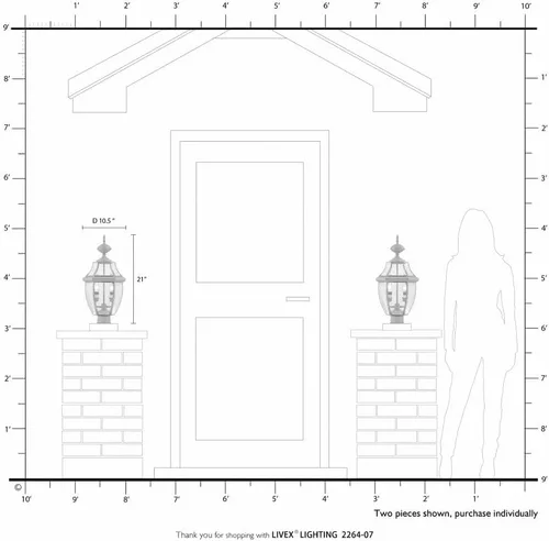 Vista 9 de Livex Lighting 2264-01 Georgetown - Cabezal de poste para exteriores con 2 luces, latón antiguo