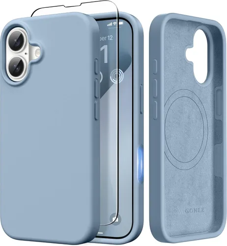 Vista 36 de GONEZ Funda magnética para iPhone 14, compatible con Magsafe, con protector de pantalla + protector de cámara, forro de microfibra antiarañazos