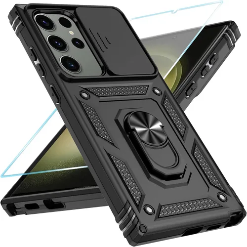 Vista 58 de SunStory Funda para Samsung Galaxy S21 con protector de pantalla HD, funda para cámara deslizante y soporte de anillo giratorio, grado militar