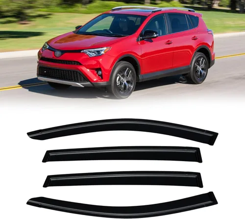 Vista 150 de Viseras de ventana para Chevrolet Silverado y GMC Sierra 1500 Crew Cab 2014-2018, protectores de lluvia, deflector de ventilación, sombra humo