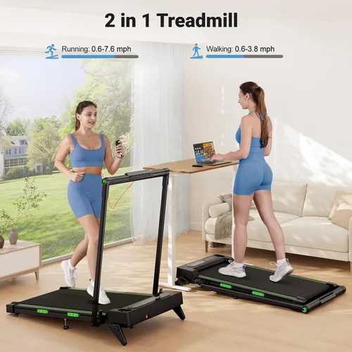 Vista 3 de THERUN Walking Pad, 2 in 1 Foldable Treadmills for Home, 2.5HP Under Desk with Handle Bar, 16" Widened Running Belt, with Remote Control & LED Touch
