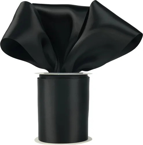 Cinta de satén negra de doble cara de 3 pulgadas de grosor para decoración de bodas, banda de silla, envoltura de regalos, recuerdo de fiesta,