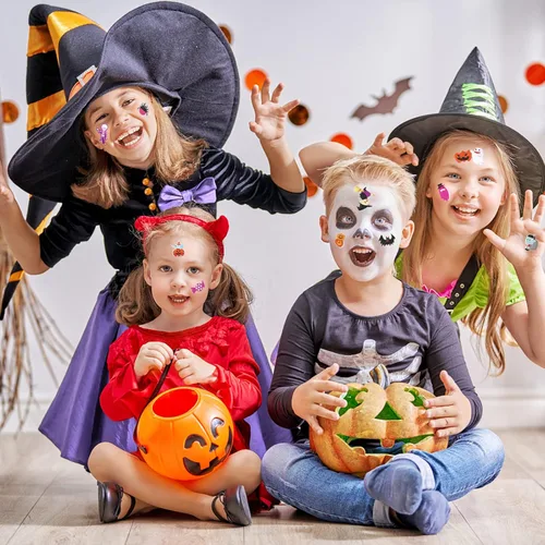 Vista 6 de Calcomanías de Halloween hinchadas para niños pequeños, hojas de calcomanías de espuma 3D autoadhesivas, pequeñas mini calcomanías de Halloween