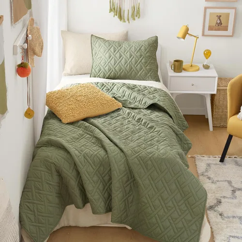 Vista 9 de Comfort Spaces Juego de edredón de tamaño King extragrande de color marfil de 120 x 118 pulgadas, colcha acolchada de verano de microfibra ligera