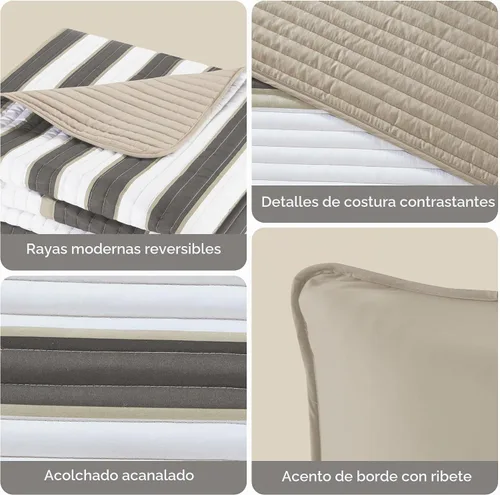 Vista 5 de Comfort Spaces Juego de edredón moderno e informal, divertido con diseño de colores vibrantes, hipoalergénico para todas las estaciones, colcha Azul