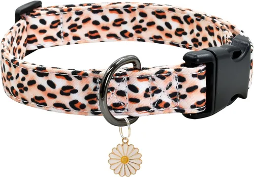 Vista 8 de Collar de perro con patrones de flores con accesorios, collares de algodón suave para perros pequeños, medianos y grandes, hembras y machos