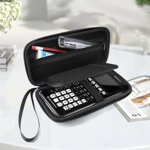 Vista 2 de Xberstar, estuche duro de EVA para guardar y transportar calculadora gráfica de Texas Instruments y otros elementos TI-84 / 83 / Plus CE, estuche