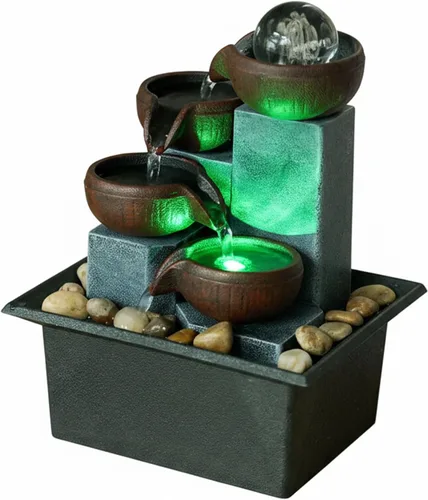 Pequeña fuente de agua para interiores, función de cascada de meditación zen con bomba automática y rocas naturales de río, fuente de cascada de