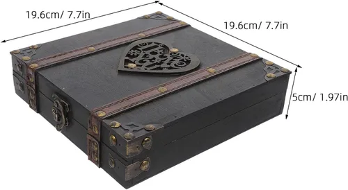 Vista 2 de PRETYZOOM Wooden Jewelry Box with Lid Chinese Style Treasure Storage Box for Necklaces and Earrings Retro Desktop Organizer with Solid Wood Craft