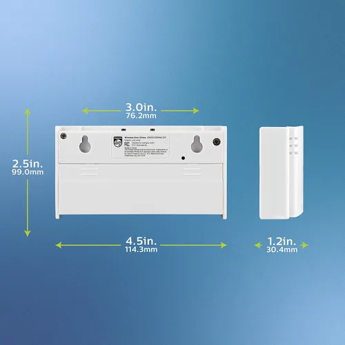 Vista 4 de Kit de timbre inalámbrico Philips, receptor operado por batería, 1 botón, 2 melodías, 4 niveles de volumen, rango de 150 pies, color blanco