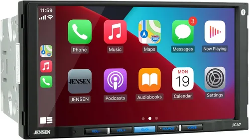 JENSEN J1CA7 7 pulgadas certificado Apple CarPlay Android Auto | Radio estéreo de coche con pantalla táctil doble DIN | Llamadas manos libres