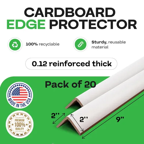 Vista 2 de IDL Packaging Protector de bordes de cartón de 2 x 2 x 9 pulgadas (paquete de 20) - Protectores de esquina para envío, almacenamiento y mudanza