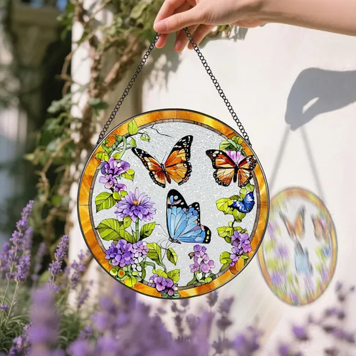 Vista 4 de Atrapasoles para colgar vidrieras, 8 pulgadas, atrapa el sol para ventana interior, mariposa para puertas de ventanas, decoración del hogar