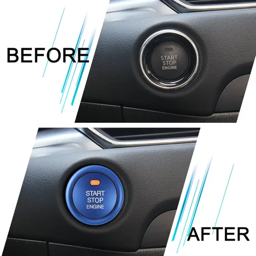 Vista 5 de TOMALL Cubierta de aluminio para botón de arranque del motor compatible con Mazda CX-3 CX-4 CX-5 CX-9 MX-5 CX-9 MX-5 Tapa del botón de encendido
