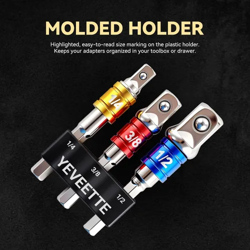 Vista 7 de Juego de 3 adaptadores de enchufe de vástago hexagonal a cuadrado, adaptador de enchufe de taladro de grado de impacto