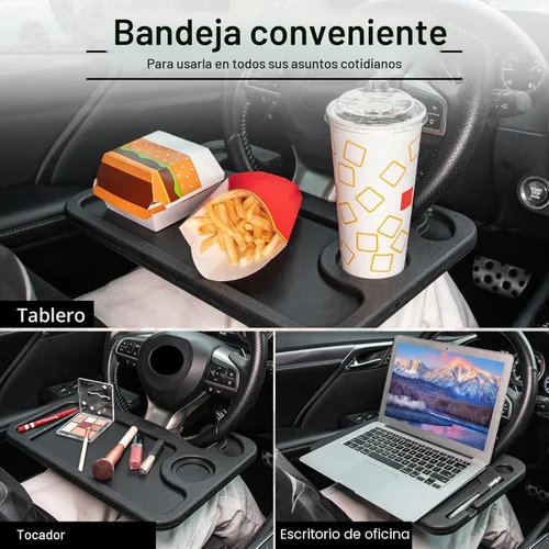 Vista 5 de JUSTTOP Escritorio de Volante de Coche para Laptop, Accesorios Multiusos de Coche para Viajes, Bandejas de Soporte de Asiento de Coche para Comer