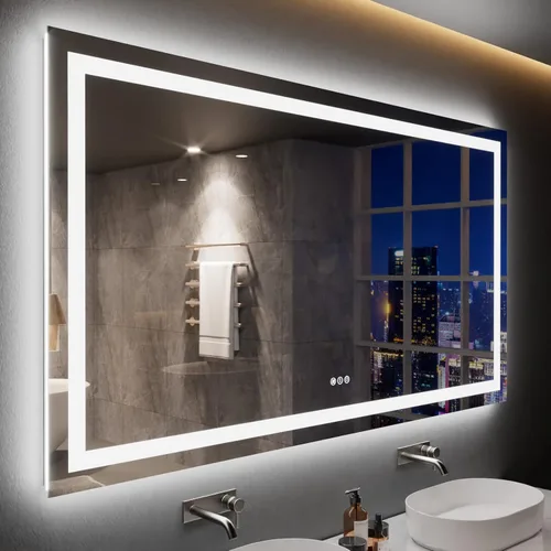 Vista 66 de LOAAO Espejo de Baño LED de 32"X36" con Luces, Anti-Empañamiento, Regulable, Retroiluminado + Iluminado Frontal, Espejo de Tocador de Baño Iluminado