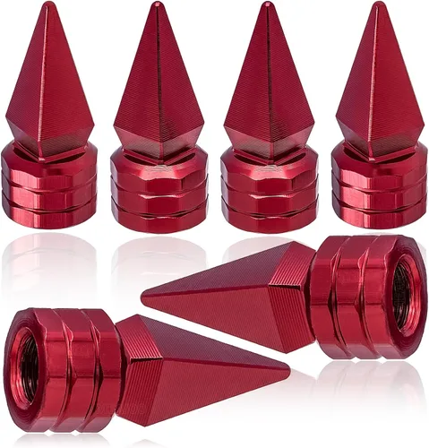 Vista 63 de 4 piezas de tapas de vástago de válvula de neumático de automóvil, tapas de válvula de aire de neumático a prueba de fugas de aleación de aluminio