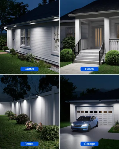 Vista 4 de 8 unidades de luces solares para canalones impermeables al aire libre con 12 LED, para sujetar en canalones, luz para aleros, techo, desagües