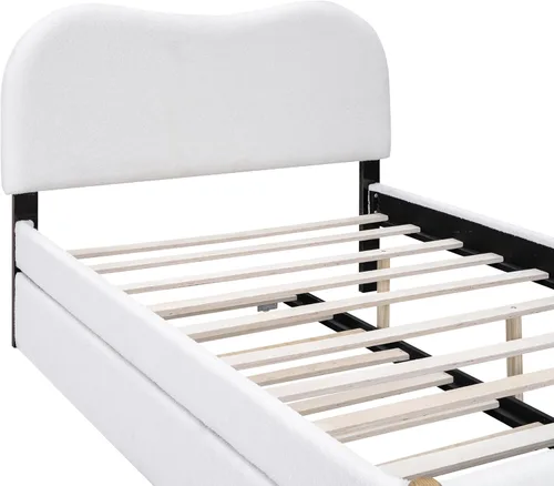 Vista 191 de SOFTSEA Cama de plataforma tapizada tamaño Queen con cajón de almacenamiento, marco de cama tapizado con cabecera con respaldo de alas, soporte