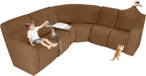 Vista 100 de ALIECOM Fundas 100% impermeables para sofá seccional reclinable, forma de L, elásticas, para esquina, funda para sofá seccional reclinable, lavable