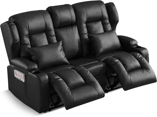 Vista 9 de SAMERY Sofá reclinable de 66 pulgadas, sofá reclinable manual reclinable de pared de 6 pulgadas con consola de almacenamiento, portavasos