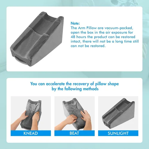 Vista 7 de Almohada de elevación de brazo con 2 bolsillos, almohada de elevación de cuña de brazo excelente, almohada ergonómica de apoyo para codo