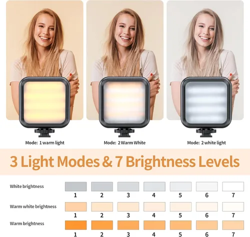 Vista 2 de Pixel Luces de conferencia LED ajustables para selfie, 3 modos de iluminación de video con clip recargable, con cámara frontal de video