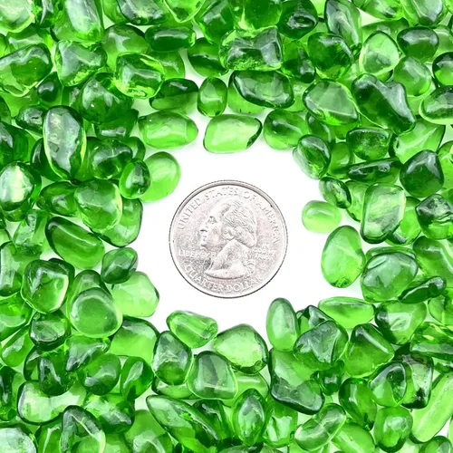 Vista 3 de CYS EXCEL Grava para tanque de peces de acuario (1 libra), relleno de jarrón de vidrio verde para fuente, planta suculenta, piedra decorativa