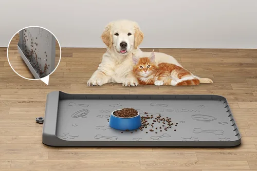 Vista 8 de Tapete para Comida de Perro - Tapete de Silicona para Perro para Comida y Agua - 36" x 24" Tapetes Grandes de Alimentación para Mascotas