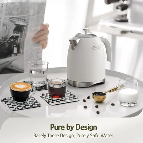Vista 3 de Hazel Quinn Hervidor eléctrico – Hervidor de agua de acero inoxidable de 1.7 litros (57 onzas), interior sin BPA, 1200 W de ebullición rápida, sin