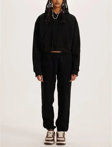 Vista 7 de Flygo Conjunto deportivo de 2 piezas de forro polar para mujer, sudadera corta, pantalones deportivos