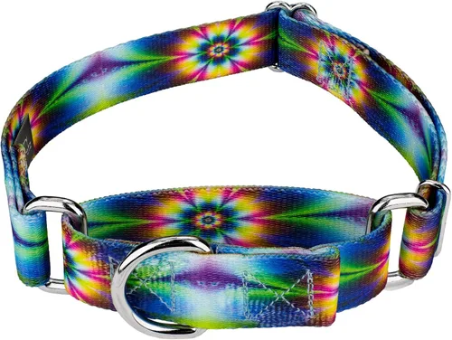Vista 9 de Country Brook Petz - Collar para perro Martingala con mandala bohemio azul, colección Groovy con diseños lejanos (1/2 pulgada, 2XS)