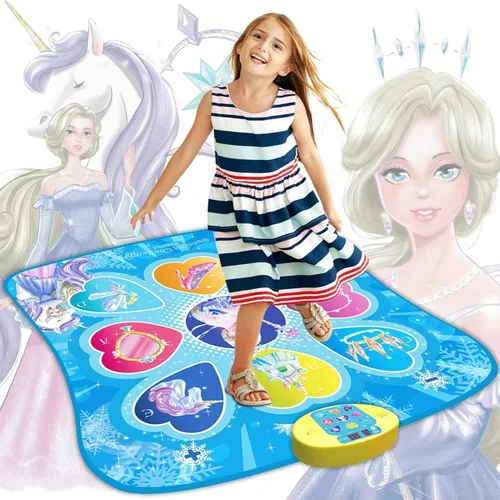 SUNLIN Alfombrilla de Baile, Juguetes de Regalo para Niñas de 3, 4, 5, 6, 7, 8 Años, Juguetes con Tema de Frozen, Alfombra de Baile con 7 Modos de
