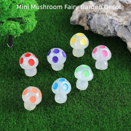 Vista 4 de Accesorios de jardín de hadas de hongos luminosos en miniatura para decoración de jardín de hadas, decoración de micro paisaje, decoración
