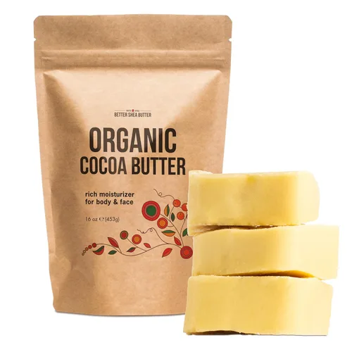 Vista 10 de Manteca de cacao orgánica cruda sin refinar - Grado alimenticio Certificado por USDA - para cicatrices, crema para estrías - 100% manteca de cacao