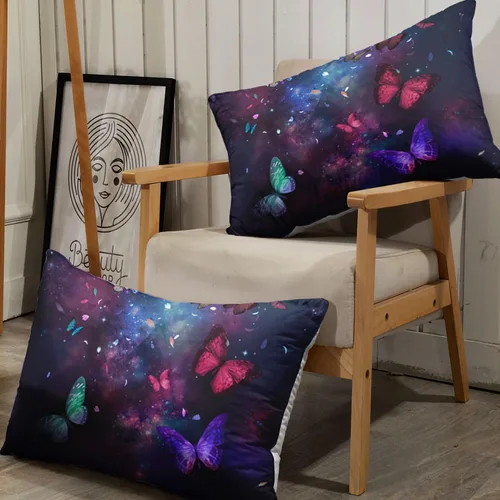Vista 6 de Juego de sábanas de 4 piezas ajustadas y planas para niñas, estampado de mariposas y flores rosas con 1 + 2 fundas de almohada para cama individual