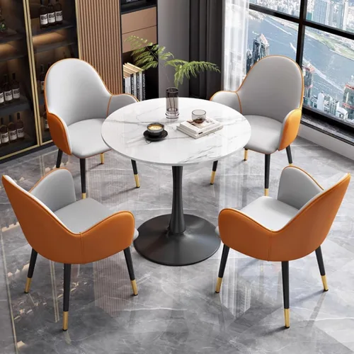 Vista 10 de YVYKFZD Office Reception Room Club Table and Chairs, Simple Round Conference Table, Coffee Table Kitchen Dining Table Set for 4, Small Negotiate