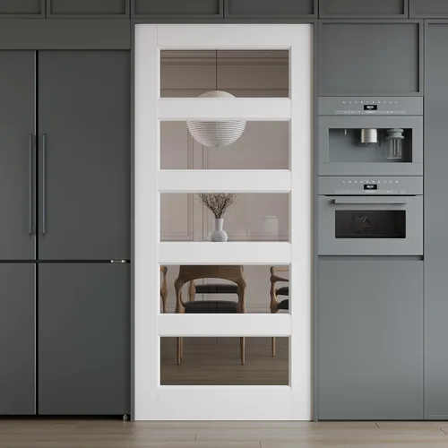 Vista 11 de 3-Lite - Losa de puerta de vidrio transparente templado de 18 x 80 pulgadas, coctelera interior pintable, adecuada para sala de estar, despensa