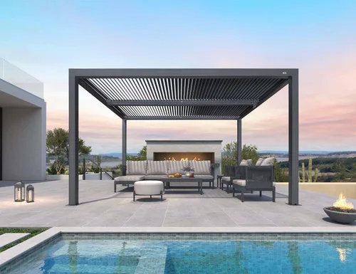 Vista 42 de PURPLE LEAF 94AS - Pérgola pequeña de aluminio compacto de 10 x 12 pies con techo rígido con listones ajustables para patio, cubierta de terraza