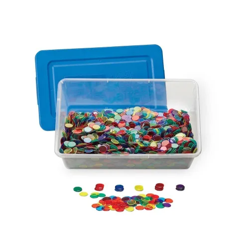 hand2mind Kit transparente para mostradores de aula, fichas de bingo de plástico, fichas de bingo de matemáticas, manipuladores matemáticos para