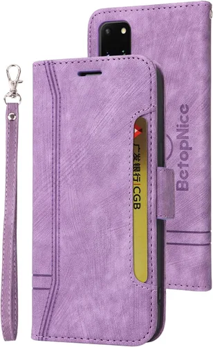 Vista 76 de Funda tipo cartera para Samsung Galaxy S20, piel sintética, con función atril, ranuras para tarjetas, funda plegable con tapa, funda protectora