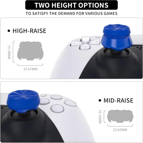 Vista 4 de PlayVital Thumbs Pro Hurricane - Extensor de pulgar para controlador ps5, tapas de palanca de mando para controlador inalámbrico ps5, 2 cóncavos